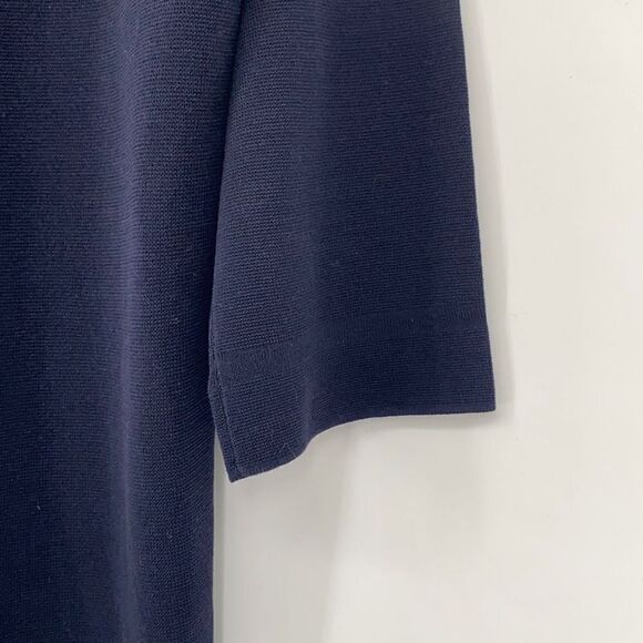 J.Crew Cotton Knit Dress 3/4 Sleeve Pullover Crew Neck Navy MP - Picture 10 of 14